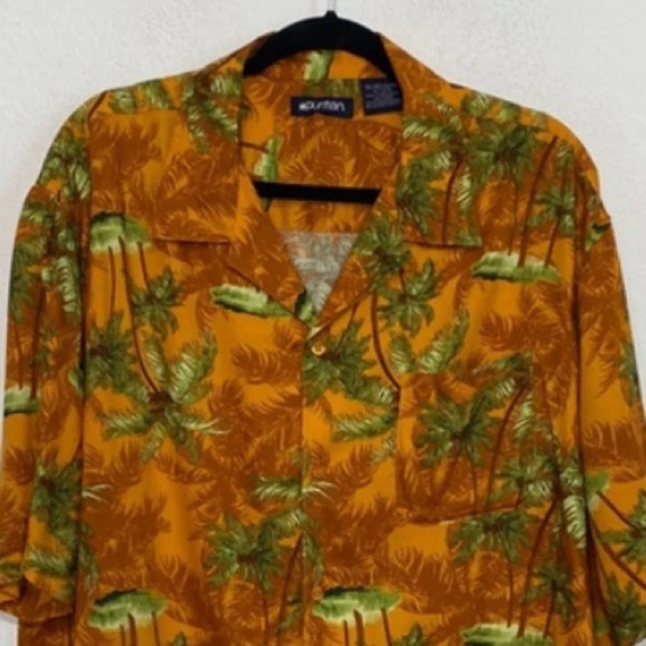 Vintage Puritan Orange Green Vacation Palm Tree Hawaiian Tropical Shirt Size XL - Picture 2 of 8